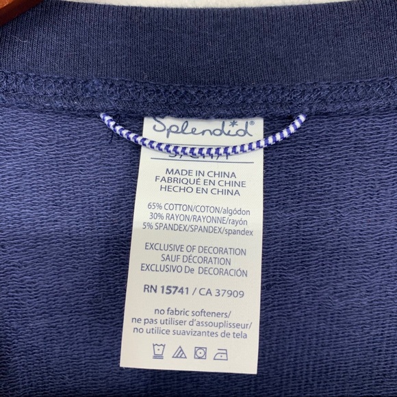 Splendid Active Navy Blue Striped Sleeveless Popover Sweatshirt Crewneck Tank - Picture 7 of 10